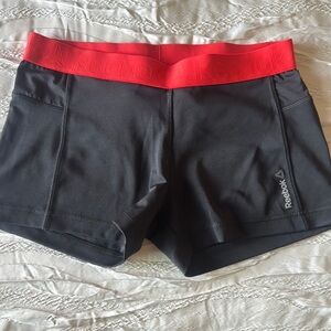 Reebok Women's Black Shorts with Red Waistband